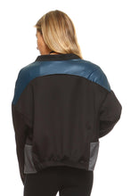 Women's Leather Patch Bomber Jacket