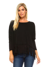 Women's Long Sleeve Fringe Top