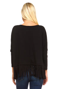 Women's Long Sleeve Fringe Top