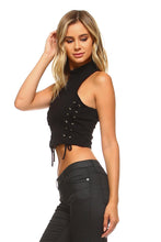 Women's High Neck Tie Crop Top