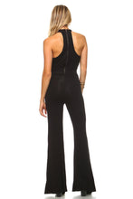 Women's Deep Key Hole Bell Bottom Jumpsuit