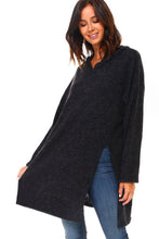 Women's Long Hooded Slit Sweater