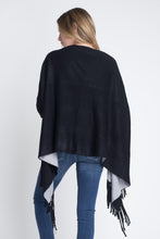 Women's 3/4 Three Quarter Knit Fringe Poncho Sweater