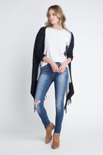 Women's 3/4 Three Quarter Knit Fringe Poncho Sweater