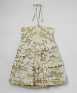 Girls Camo Print Smocked Halter Top