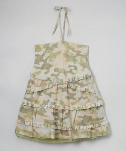 Girls Camo Print Smocked Halter Top