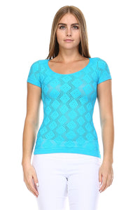 Women's Textured Knit Stretch Glitter Top