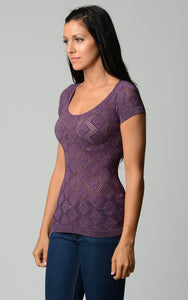 Women's Textured Knit Stretch Glitter Top