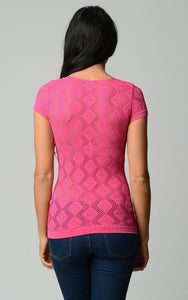 Women's Textured Knit Stretch Glitter Top