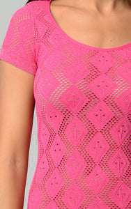 Women's Textured Knit Stretch Glitter Top