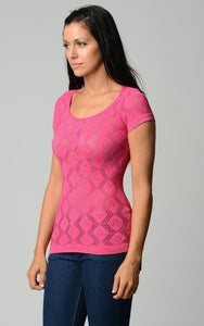 Women's Textured Knit Stretch Glitter Top