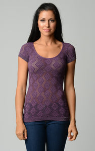 Women's Textured Knit Stretch Glitter Top