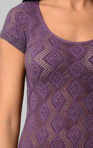 Women's Textured Knit Stretch Glitter Top