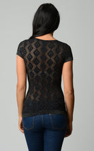 Women's Textured Knit Stretch Glitter Top