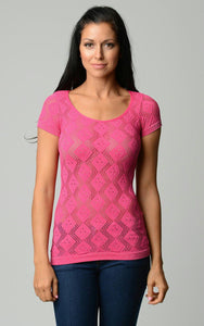 Women's Textured Knit Stretch Glitter Top