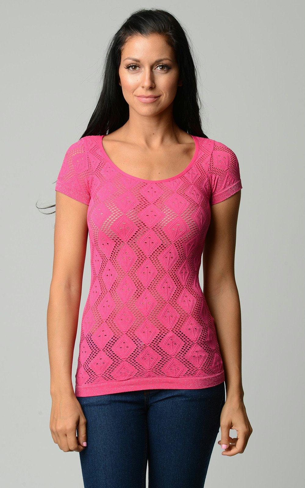 Women's Textured Knit Stretch Glitter Top