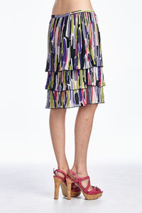 Larry Levine Layered Pleated Skirt