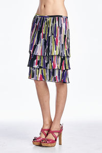 Larry Levine Layered Pleated Skirt