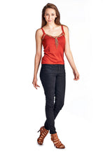 Women's Sweater Tank with Suede & Bead Trim