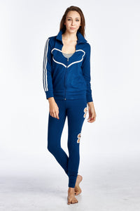 Women's Stripe Sleeve Heart Detail Active Jacket