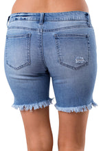 Blue Denim Ripped Hole Distressed Shorts