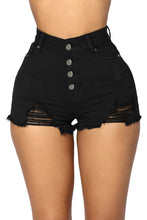 Black Close Fit High Waist Denim Shorts