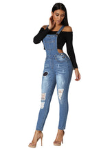 Medium Blue Wash Distressed Denim Overall