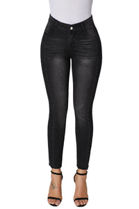 Black Wash Triple Seam Detail Ankle Jeans