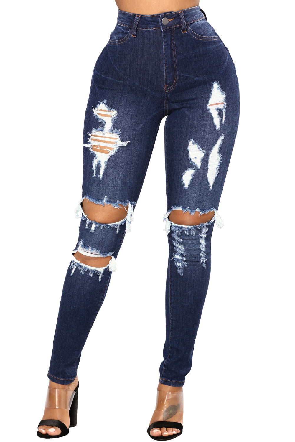 Dark Denim Distressed Skinny Jeans