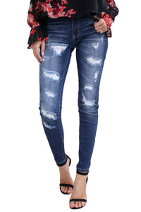 Modern Fashion Blue Distressed Skinny Jeans