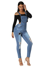 Medium Blue Wash Distressed Denim Overall