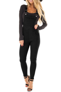 Solid Black Denim Overall for Women