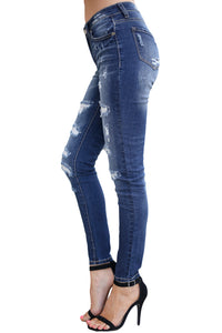 Modern Fashion Blue Distressed Skinny Jeans