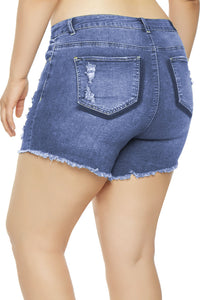 Light Blue Almost Famous Frayed Denim Shorts