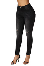 Black Ripped Cutout Knee Denim Jeans