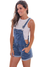 Blue Girly Fashion Denim Short Overalls