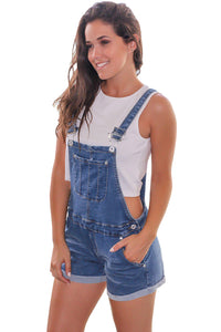 Blue Girly Fashion Denim Short Overalls