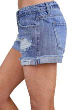 Light Blue Ripped Vintage Denim Shorts